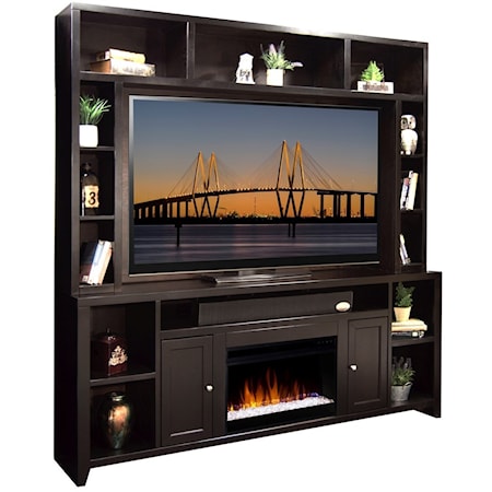 Contemporary 84" Fireplace Console & Hutch Entertainment Center