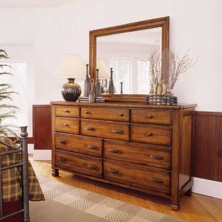 Ten Drawer Dresser w/Rectangular Mirror