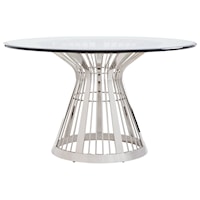 Riviera Stainless Dining Table With 54 Inch Glass Top