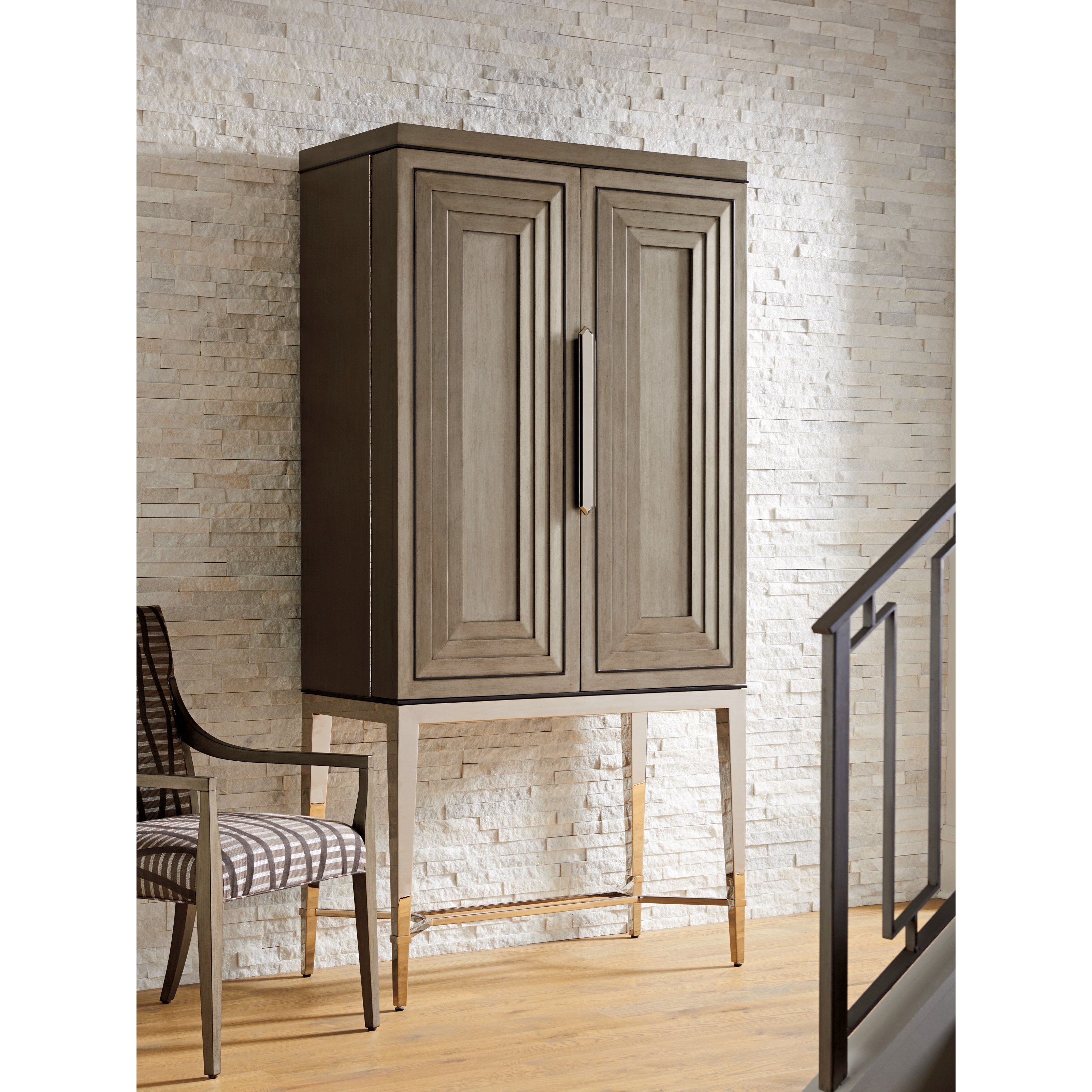 Lexington Ariana Cheval Bar Cabinet with Glass Storage LED