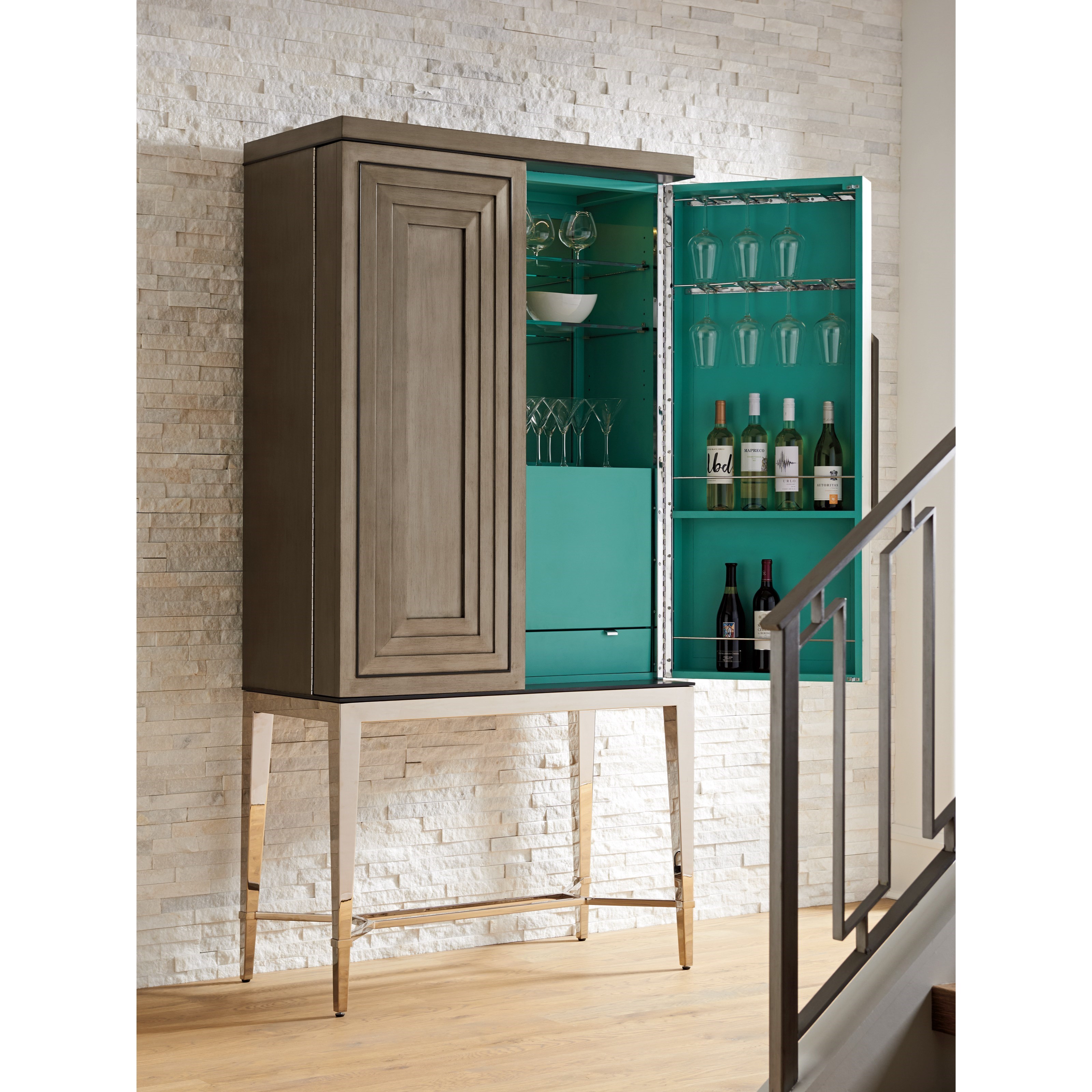 Lexington Ariana 732 961C Cheval Bar Cabinet with Glass Storage