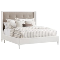 Arlington California King Bed with Upholstered Tufted Headboard in Custom Fabric