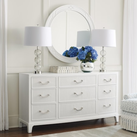 Lexington Avondale 415-233x1+415-201x1 Silver Lake Triple Dresser & Round Mirror Set | Baer's Furniture | Dresser + Mirror Combo Lexington Avondale 415-233x1+415-201x1 Silver Lake Triple Dresser & Round Mirror Set | Baer's Furniture | Dresser + Mirror Combo