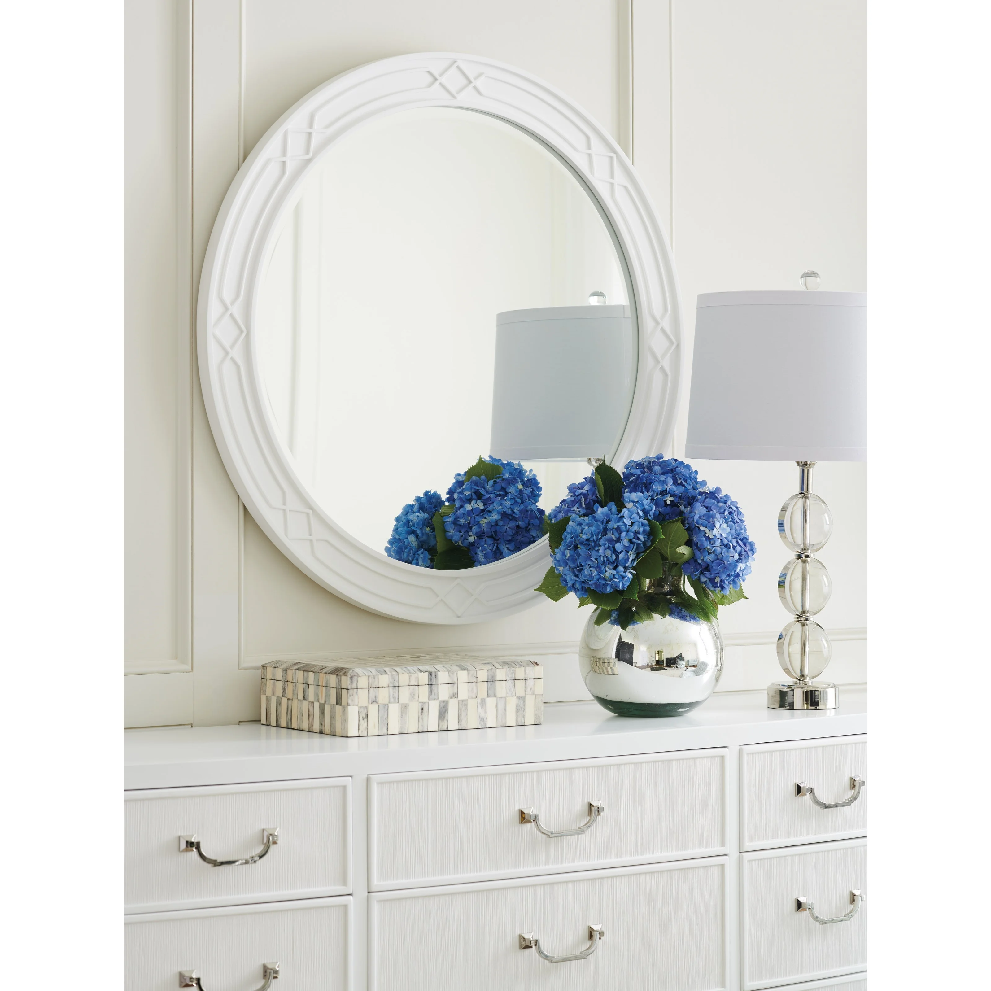 avondale silver dresser Lexington Avondale 415-233x1+415-201x1 Silver Lake Triple Dresser & Round  Mirror Set | Baer's Furniture