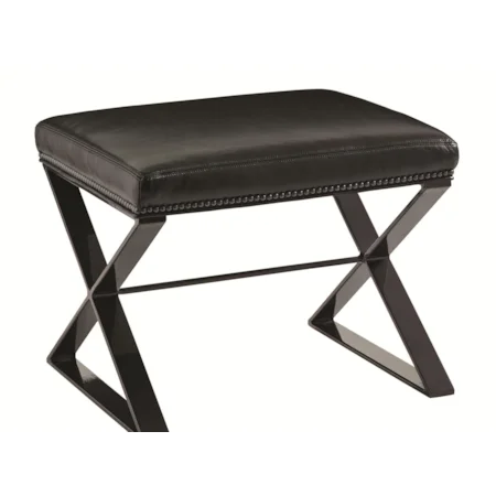 Lola Bench with Contemporary Metal Base and Nailhead Trim