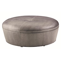 Claudia Round Cocktail Ottoman with Button Tuft Detailing and Embossed Ostrich Upholstery