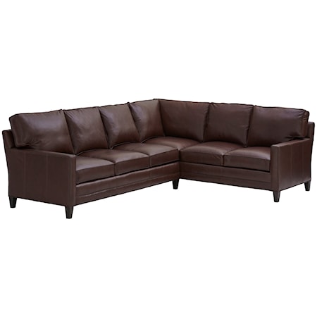 Brayden Customizable 5-Seat Sectional Sofa (3 Inch Track Arms, Tall Tapered Wood Legs, Boxed Back Cushions)