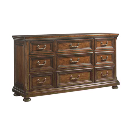 Grayson Triple Dresser with Drop-Front Media Drawer and Wire Management