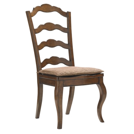 Quickship Princeton Ladderback Side Chair with Tie-On Seat Cushion