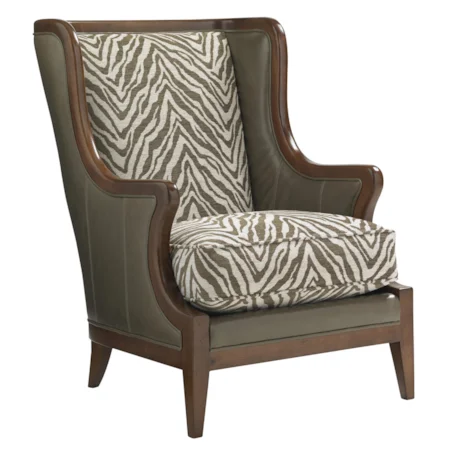 Baylor Customizable Wing Chair with Exposed Wood Frame