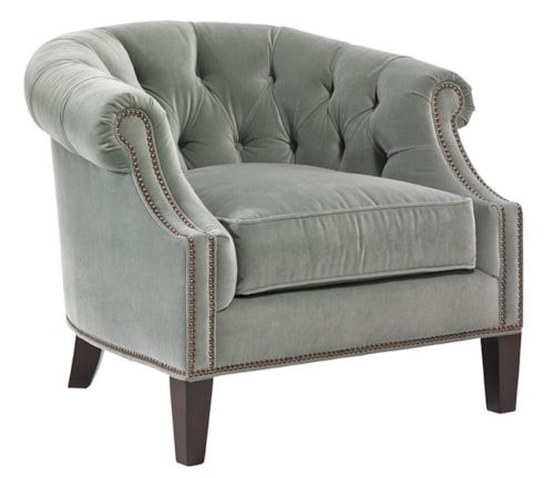 Transitional Kendrick Button-Tufted Club Chair with Nailheads