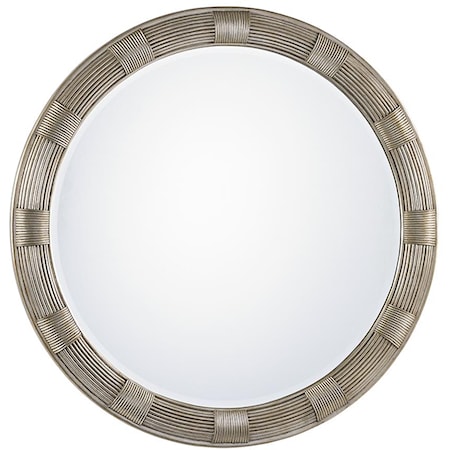 Beverly Round Mirror with Hand-Burnsihed Silver Leaf Finish