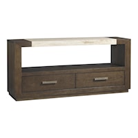 Estrada Dining Console with Travertine Top and Open Display Space