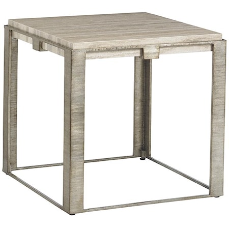 Stone Canyon Lamp Table with Silver Travertine Top