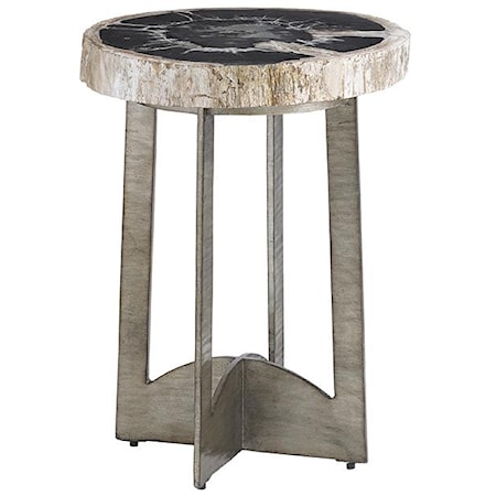 Cross Creek Petrified Wood Table with Burnished Silver Base