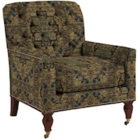 Customizable Sandhurst Tufted Back Fabric-Upholstered Chair with Two Front Casters