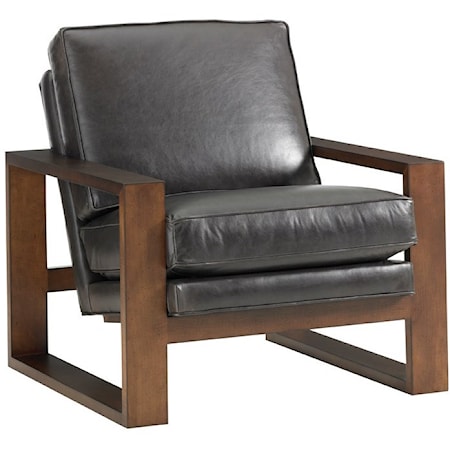 Axis Leather Chair with Exposed Wood