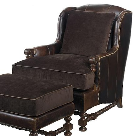 Bradbury Chair with Wing Back and Turned Legs