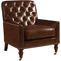 Customizable Sandhurst Tufted-Back Leather-Upholstered Chair with Casters