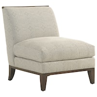 Branford Armless Chair with Exposed Wood Trim