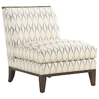 Branford Armless Chair with Exposed Wood Trim