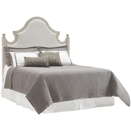 Queen-Sized Arbor Hills Upholstered Arch Headboard with Nailheads