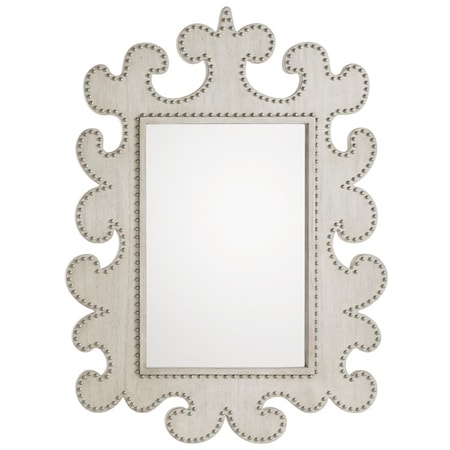 Hempstead Wall Mirror with Scrolled Frame and Nailheads