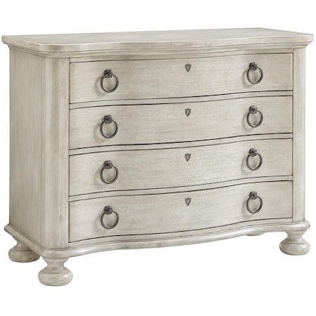 Bridgeport Bachelor's Chest with Serpentine Case Front in Oyster White Finish