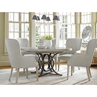 Six Piece Dining Set with Calerton Table and Baxter Upholstered Chairs