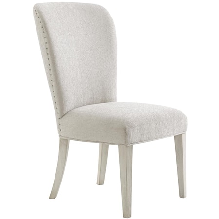 Baxter Upholstered Side Chair in Sea Pearl Fabric