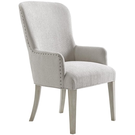 Baxter Upholstered Arm Chair in Sea Pearl Fabric