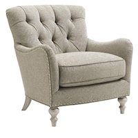 Wescott Button Tufted Chair with Flared Arms and Nailhead Border