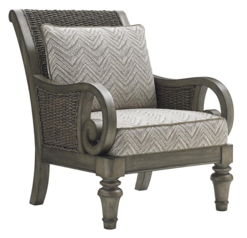 Glen Cove Chair with Scrolled Arms and Woven Water Hyacinth