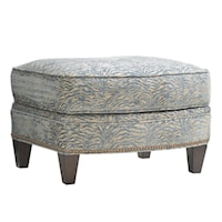Bayville Curved Ottoman with Nailhead Border