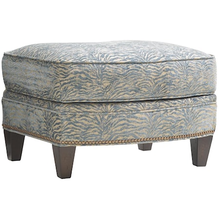 Bayville Curved Ottoman with Nailhead Border