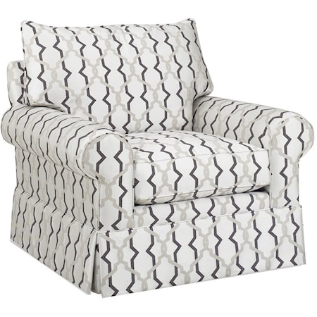Bristol Customizable Swivel Chair (Sock Arm, Bed Pillow Back, Kick Pleat Skirt)