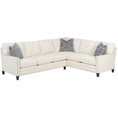 Customizable Bristol 2 Pc Sectional w/ RAF Corner Sofa (3 Inch Track Arms, Boxed Edge Back, Tall Tapered Legs, Nails)