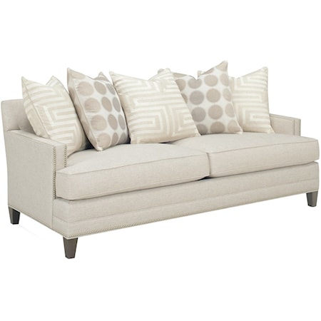 Tanner Customizable Sofa (2 Cushions, 3 inch Track Arm, Scatterback Pillows, Tall Tapered Legs, Nailheads)