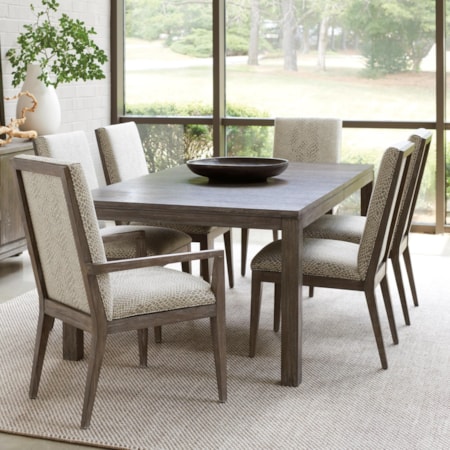 Seven Piece Dining Set with Marin Table and Customizable Dining Chairs