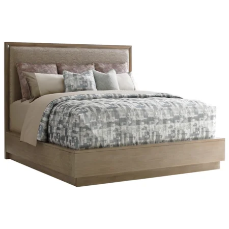 Uptown Queen Platform Bed with Upholstered Faux Leather Headboard