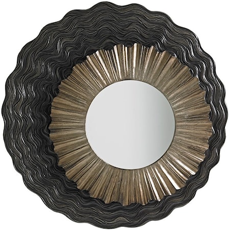 Simone Mirror with Asymmetrical Walnut and Silver Leaf Frame