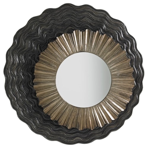 Simone Mirror with Asymmetrical Walnut and Silver Leaf Frame