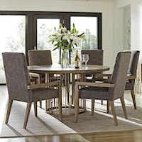 Six Piece Dining Set with Rendezvous Round Table and Customizable Metro Arm Chairs