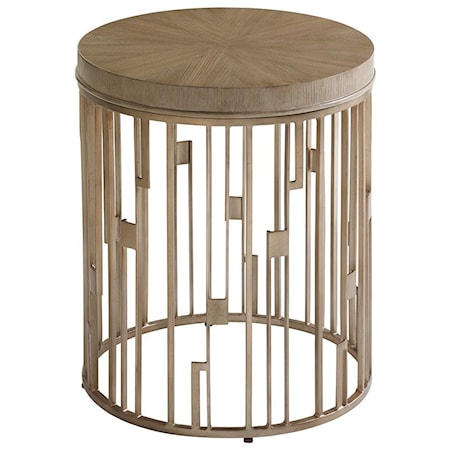 Studio Round Accent Table with Contemporary Metal Base