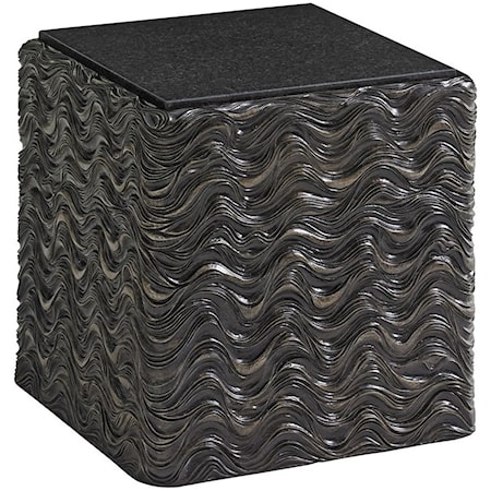 Talk of the Town Wave-Patterned Accent Table with Stone Top