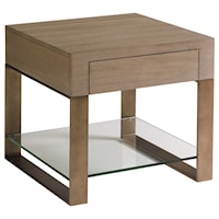 Empire End Table with One Drawer and Removable Glass Shelf
