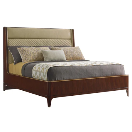 Empire California King-Sized Bed with Quilted Leather Shelter Headboard
