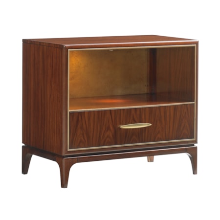 Wayland Night Stand with Gold Leaf Back Panel and LED Lighting