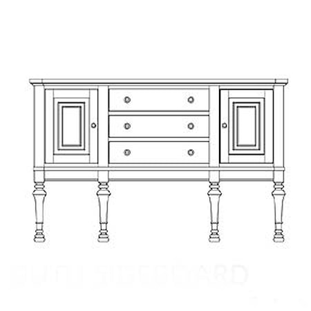 Yarmouth Sideboard with Two Doors and Three Drawers