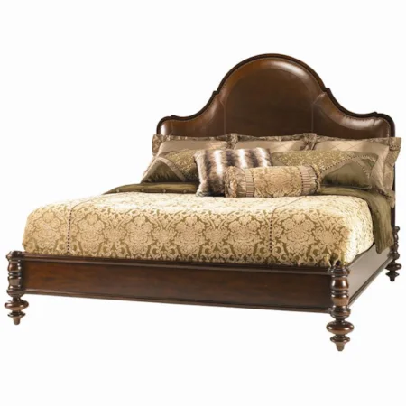 King-Size St. Regis Panel Bed with Leather Upholstery